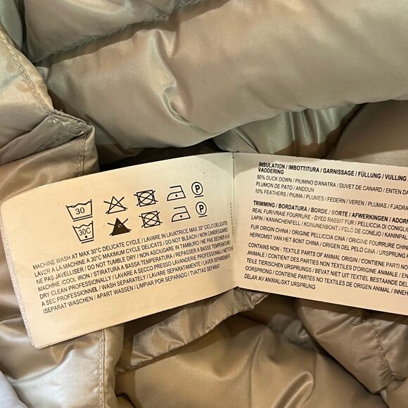 Woolrich Duck Down Puffer Jacket Womens Size‎ XL Cream Hooded Zip Up Pockets - Picture 13 of 16